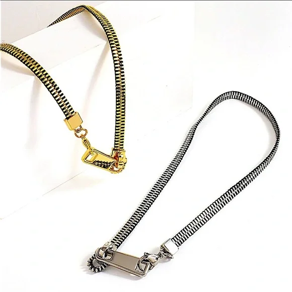 Gold Zipper Punk Minimalist Versatile Necklace - Picture 12 of 15